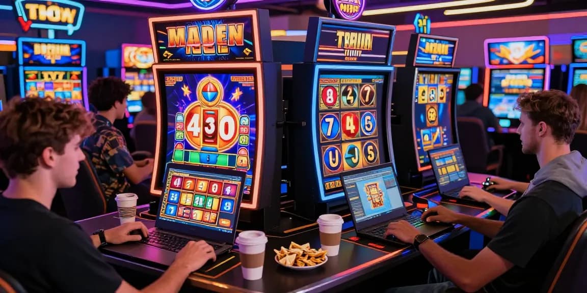 Pengalaman bermain vegas123 dengan para pemain yang bersemangat, menikmati permainan slot online dalam suasana kasino virtual yang cerah.