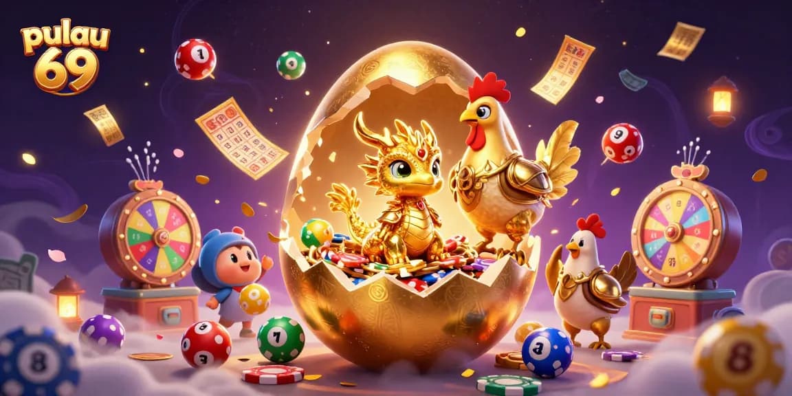 Experience excitement at pulau 69 with a golden dragon and vibrant game elements.