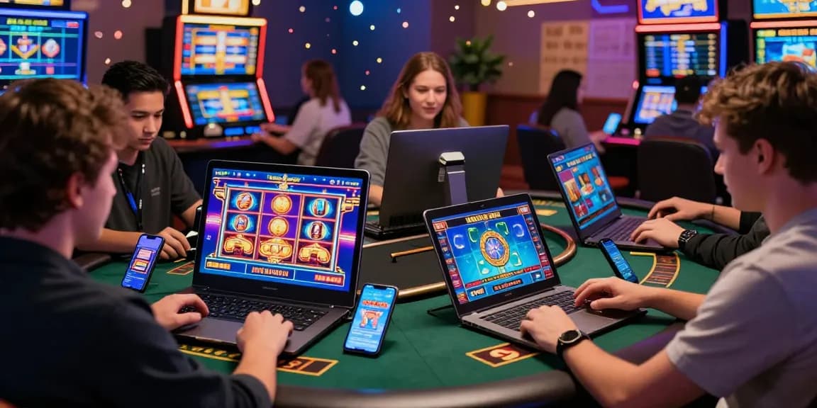 LUCK8 online gaming scene with players engaged in virtual casino excitement, showcasing colorful game interfaces and interactive features.