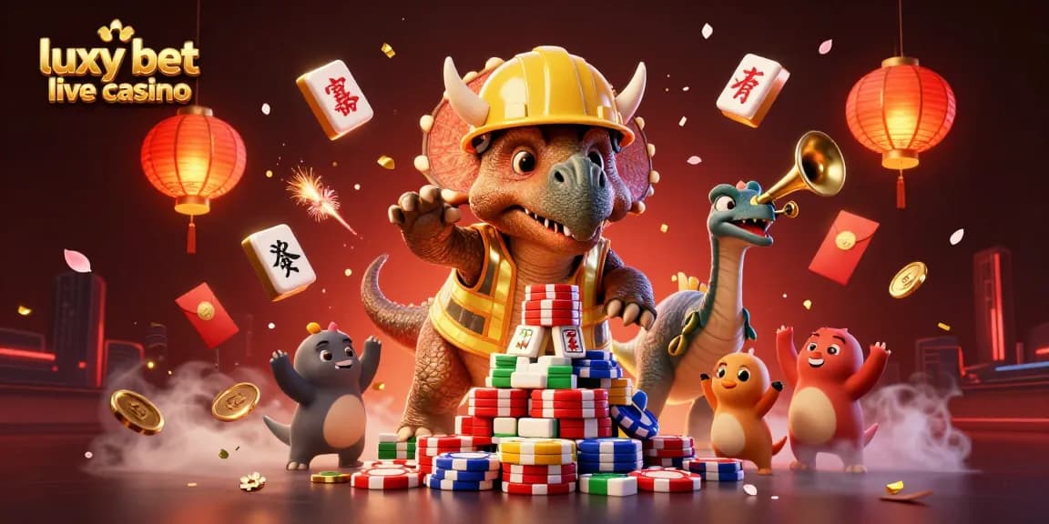 Experience the thrill of luxy bet live casino with our dynamic 3D illustration featuring festive gameplay elements.
