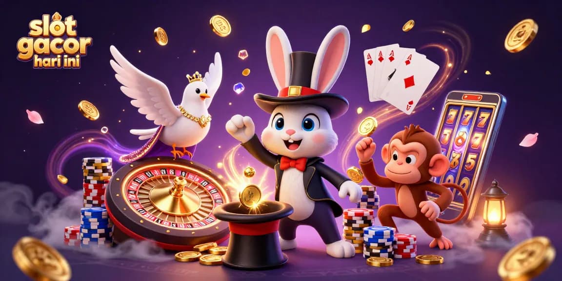 Join the excitement of slot gacor hari ini with a playful rabbit magician and dazzling casino elements.
