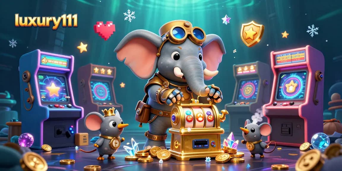 Experience thrilling gameplay at luxury111 with this vibrant steampunk casino scene featuring a slot machine.