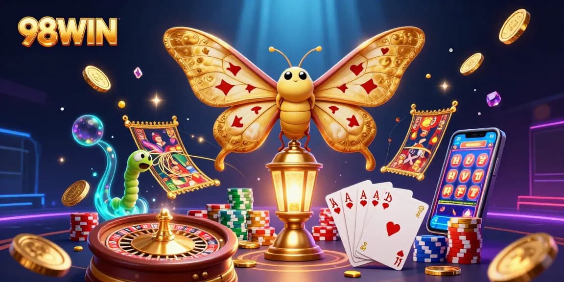 Experience thrilling gameplay with 98WIN's vibrant casino scene featuring enchanting characters.