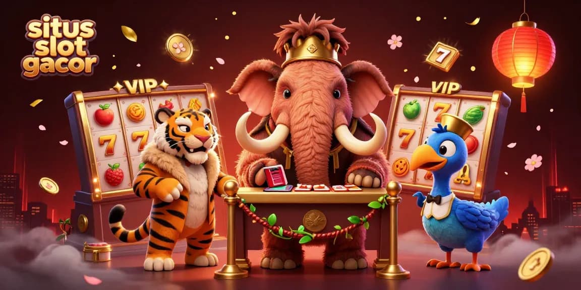 Sparking excitement with situs slot gacor, 3D cartoon characters celebrating while surrounded by slot reels and winning symbols.
