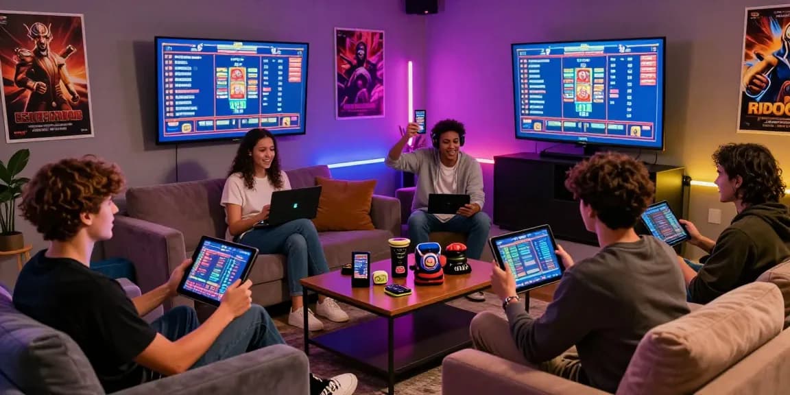 Pajaktoto daftar players enjoying an immersive online gaming experience in a vibrant lounge.