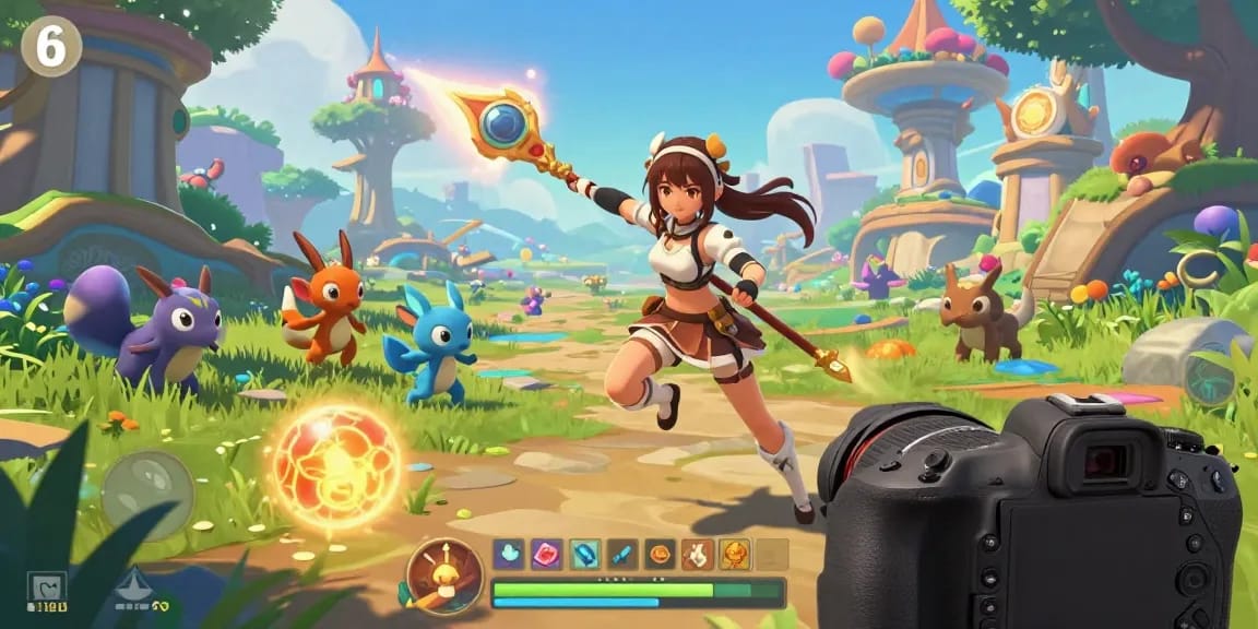 Female hentai game featuring a vibrant female protagonist in an enchanting fantasy landscape