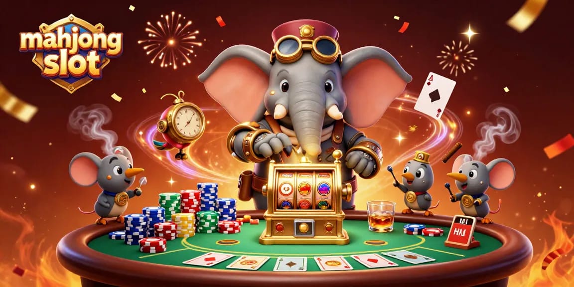 Play mahjong slot with thrilling features and vibrant gaming elements in this dynamic illustration.