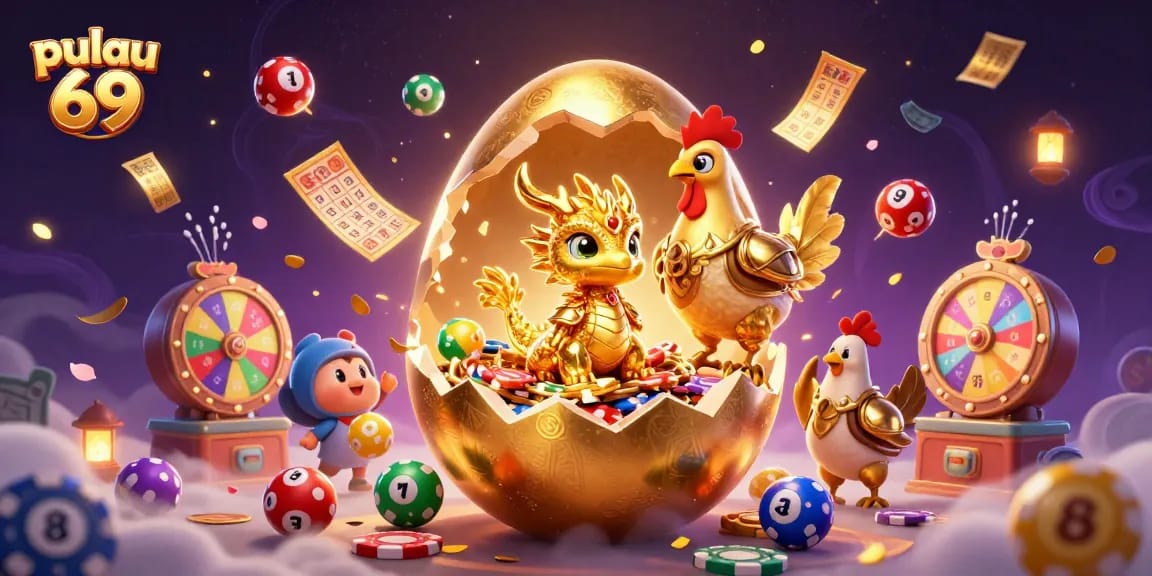 Experience excitement at pulau 69 with a golden dragon and vibrant game elements.