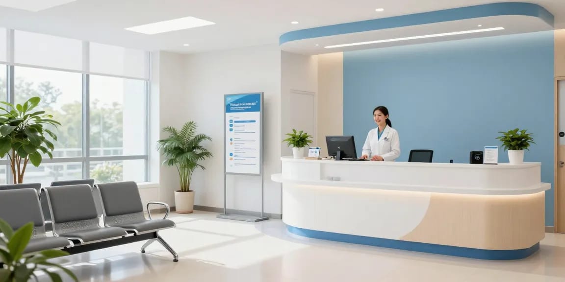 David Hoffmeister reviews inform patients about compassionate healthcare services in a welcoming clinic.
