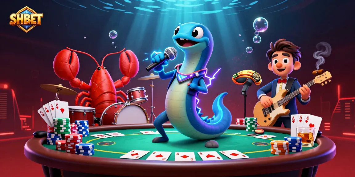 SHBET showcases an underwater casino themed performance with electric eel DJ and vibrant gaming elements.