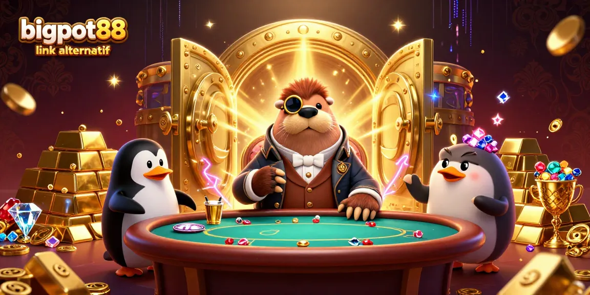 Experience high-stakes poker with bigpot88 link alternatif featuring cartoon characters in a lavish setting.