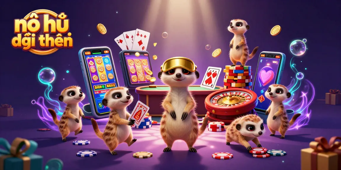 Spin the reels and win with nổ hũ đổi thưởng in this dynamic meerkat casino scene