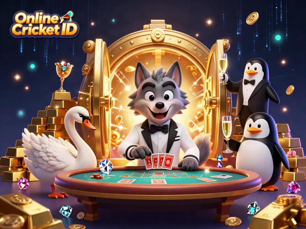 Experience online cricket betting with a verified Online Cricket ID, surrounded by vibrant casino elements.