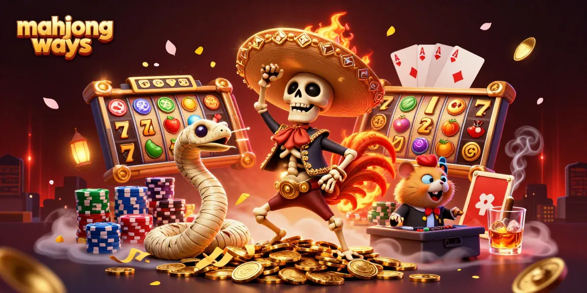 Experience mahjong ways excitement with a vibrant 3D illustration of lively casino characters and game elements.