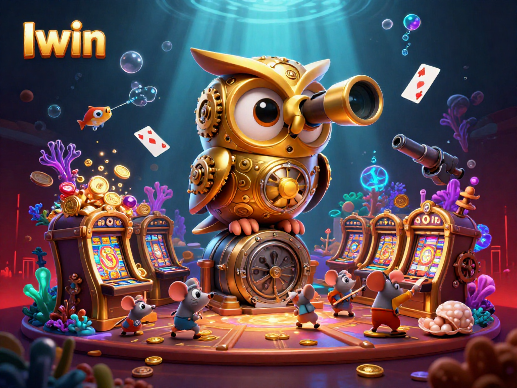 Iwin players spinning the reels in a vibrant casino environment filled with treasure and excitement.