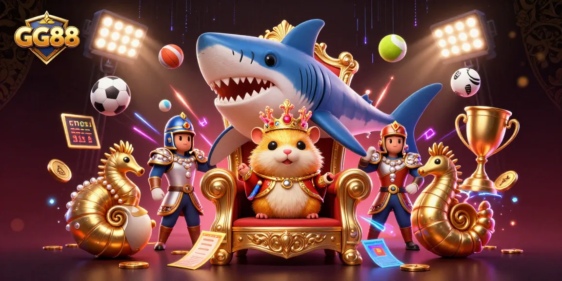 Win big playing at GG88, featuring a golden hamster king and dynamic game elements.