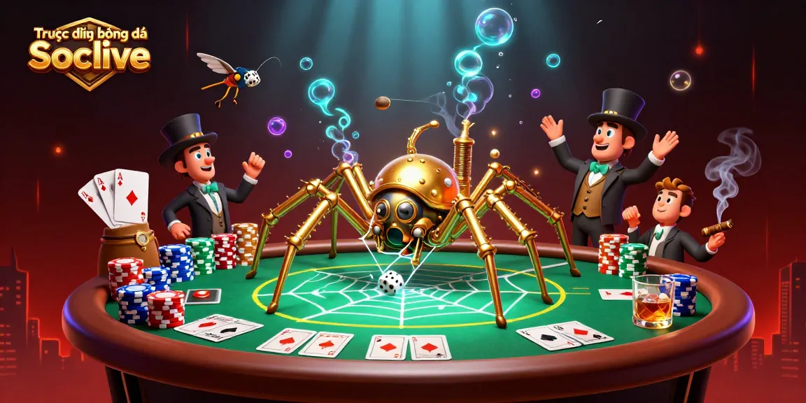 Experience Trực tiếp bóng đá Socolive in a dynamic scene featuring steampunk elements amidst rich poker visuals.