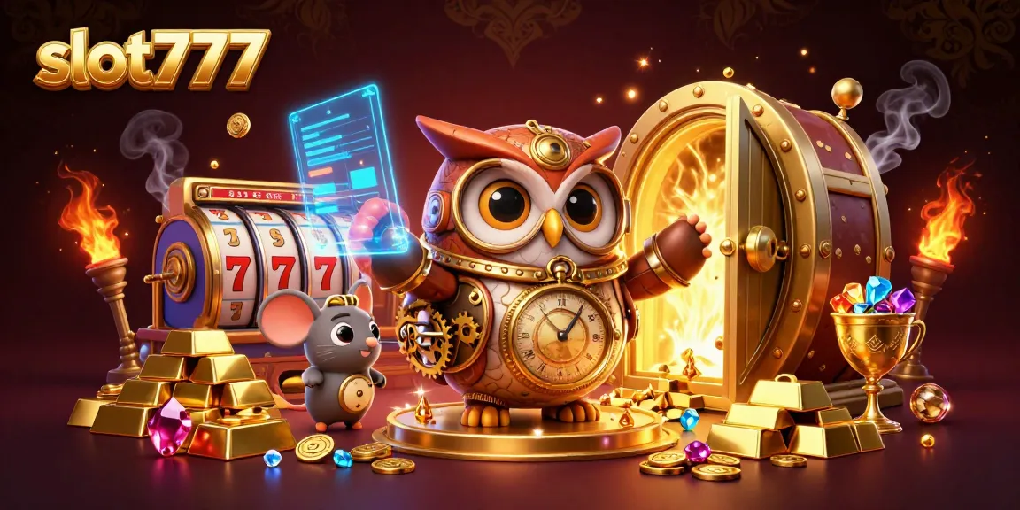 Play slot777 with vibrant cartoon characters and dazzling gold casino elements in a dynamic 3D scene.