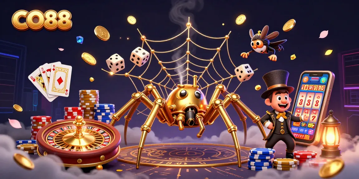 Experience excitement at CO88 with a whimsical steampunk scene filled with gold coins and dynamic game elements.