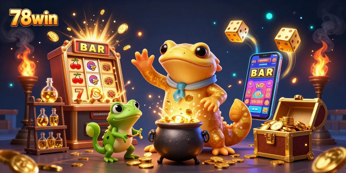 Experience 78win's exciting gaming realm with golden alchemists and dynamic jackpot scenes bursting with rewards!
