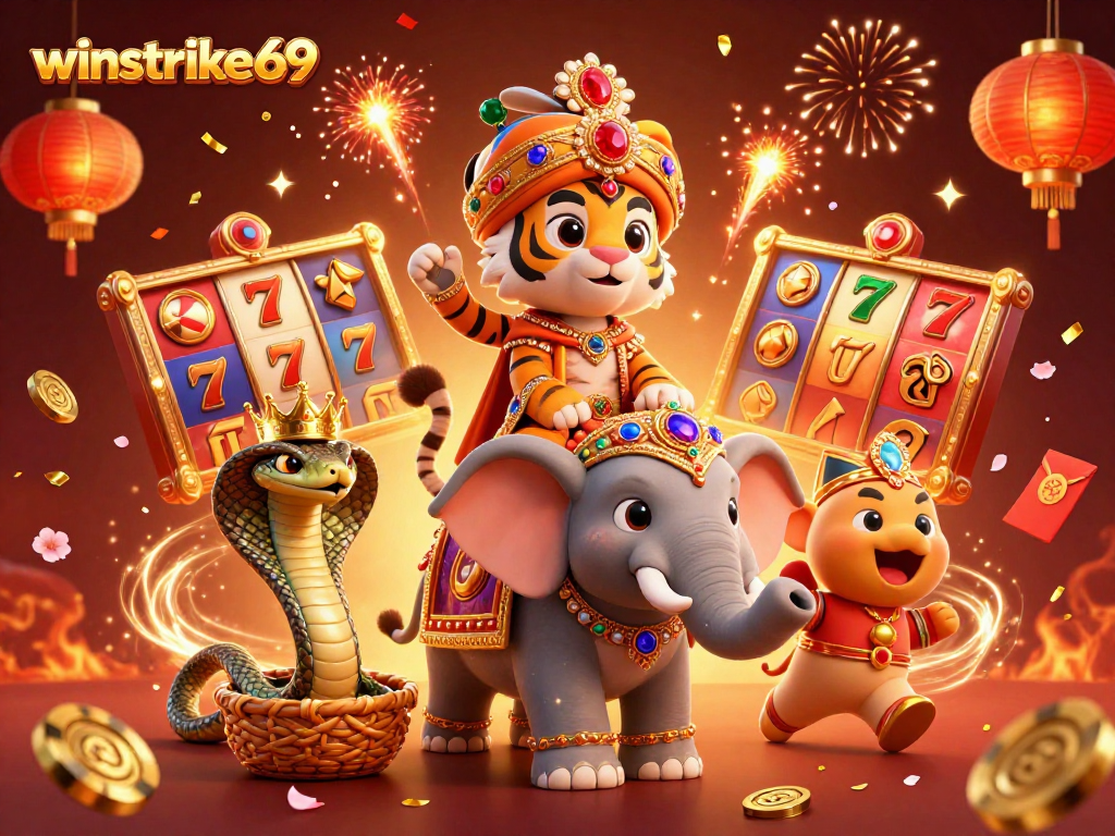 Join the colorful celebration at winstrike69’s casino with an ornate royal scene of luck and fortune.