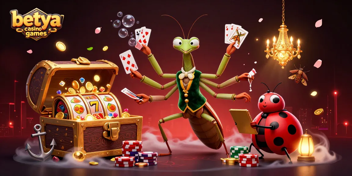 Engage with betya casino games featuring an energetic scene of cartoon characters in a lively casino.