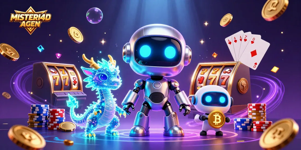 Engage with MISTERI4D AGEN as vibrant 3D cyberpunk characters surround dynamic slot elements.