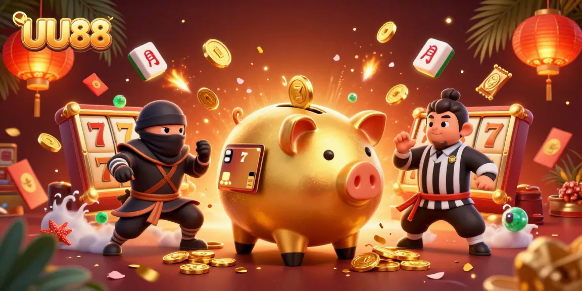 Experience the excitement of UU88 with animated slot reels and energetic characters in action.