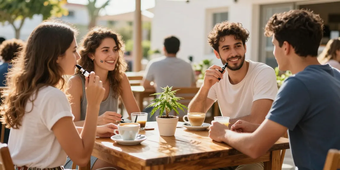 Is vaping legal in Cyprus? Enjoying quality CBD-infused drinks and vape products in a social café setting.