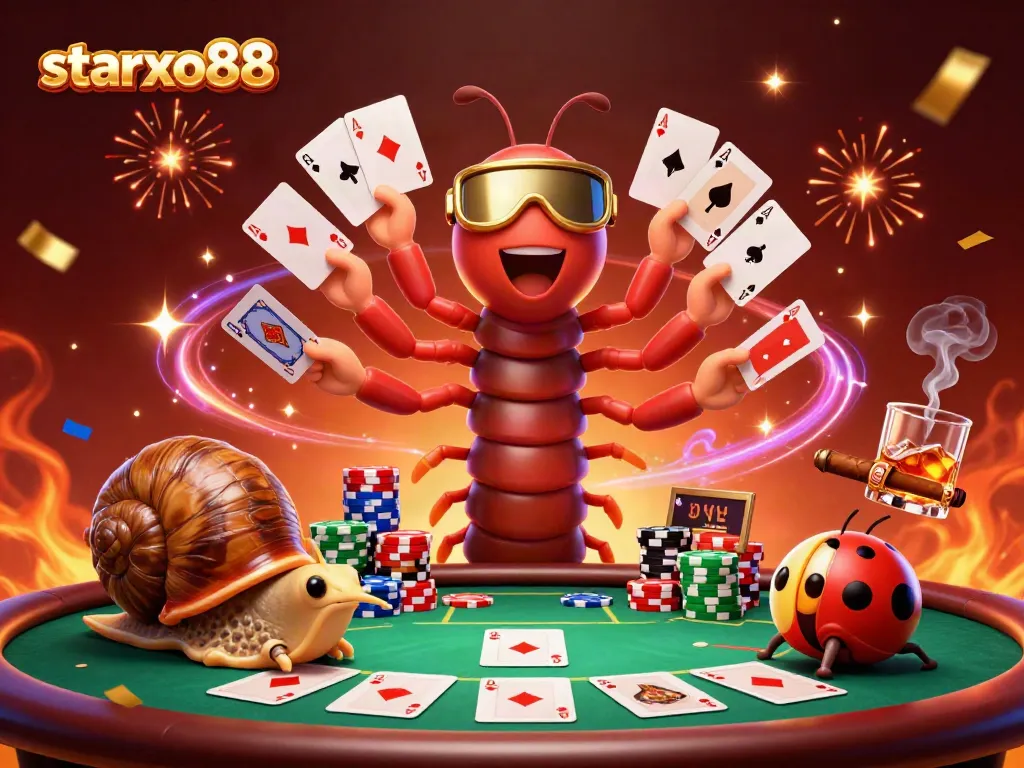 Experience the excitement of starxo88 with a vibrant casino scene featuring thrilling poker action.