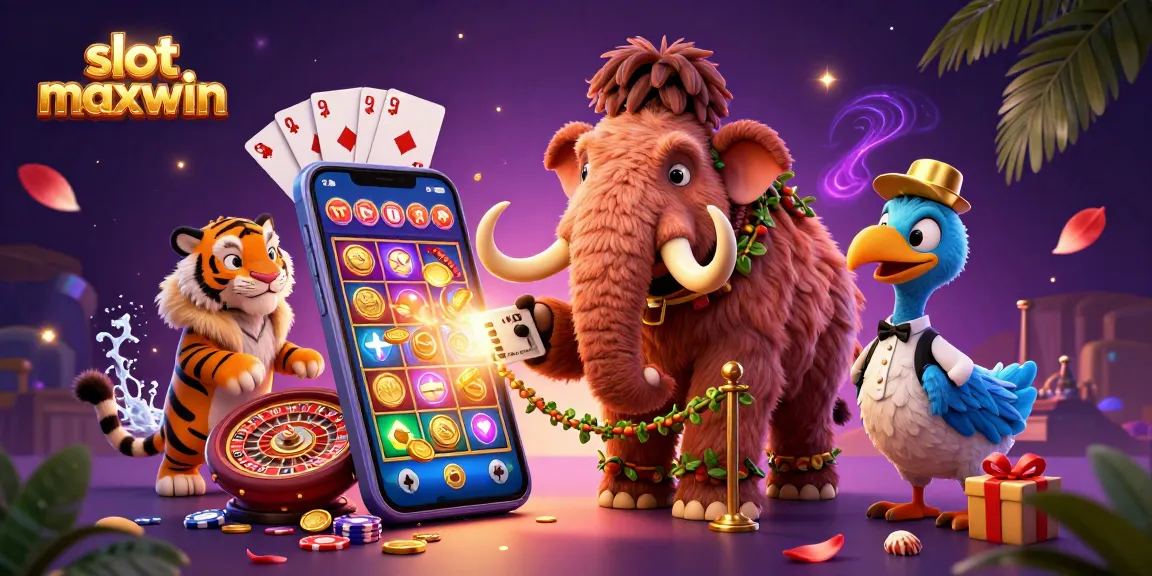 Experience thrilling wins with slot maxwin in a vibrant 3D casino scene featuring playful characters and exciting game elements.