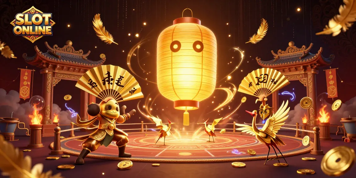 Permainan SLOT ONLINE yang menampilkan karakter 3D unik dalam suasana kasino berbazaan mewah di pasar malam.
