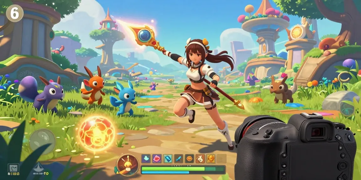 Female hentai game featuring a vibrant female protagonist in an enchanting fantasy landscape