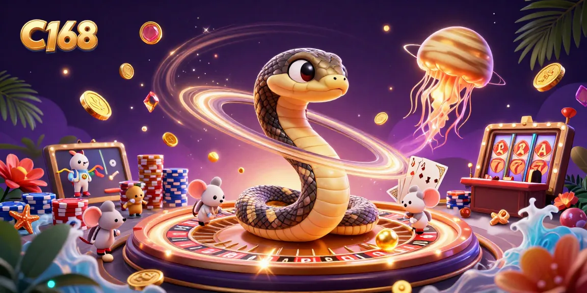 Experience the excitement of C168 with cosmic betting scenes and vibrant casino elements.