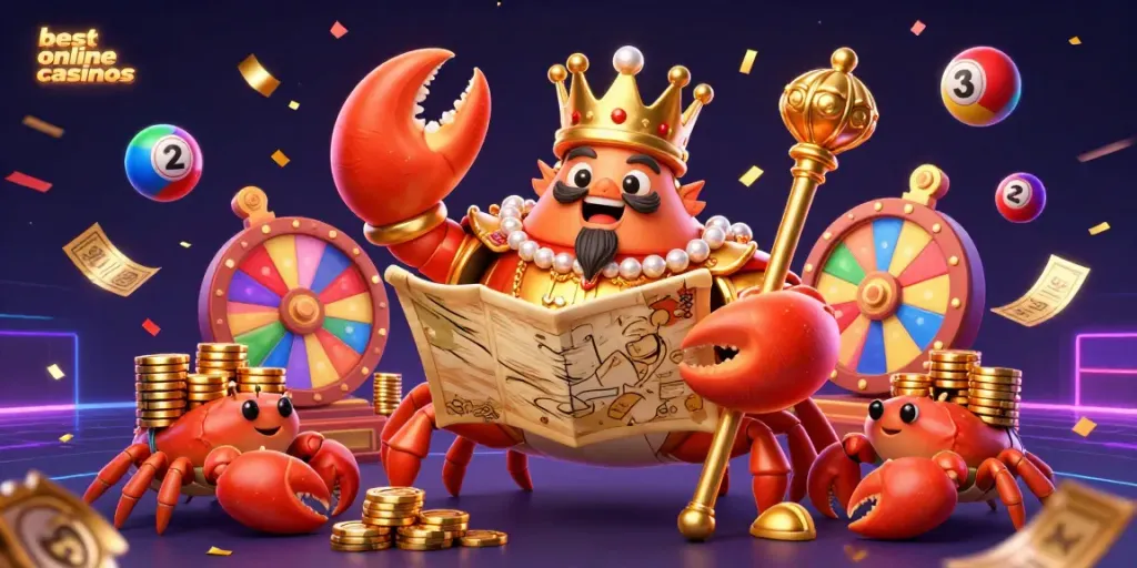 Capture vibrant energy at the best online casinos with a triumphant crab emperor and dynamic gaming elements.