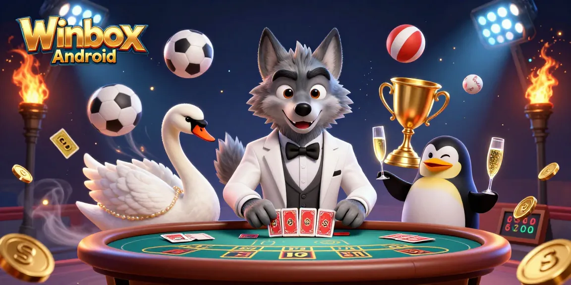 Experience the thrill of Winbox Android with our vibrant casino scene featuring unique characters.
