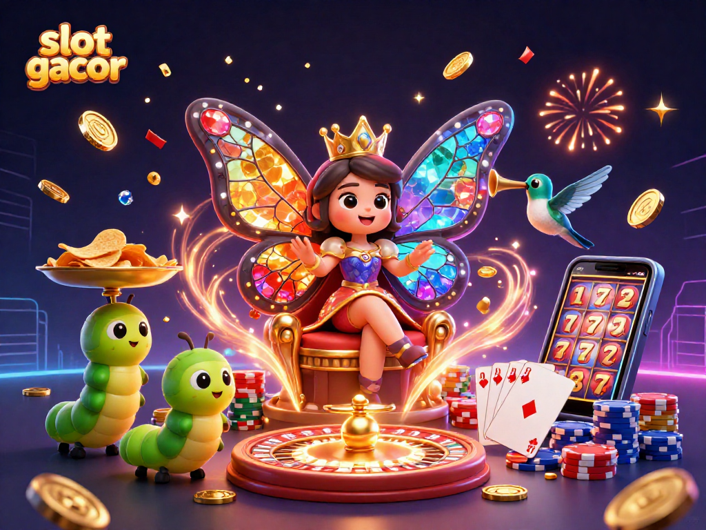 Engage with slot gacor excitement through vibrant 3D illustration featuring dynamic casino elements.