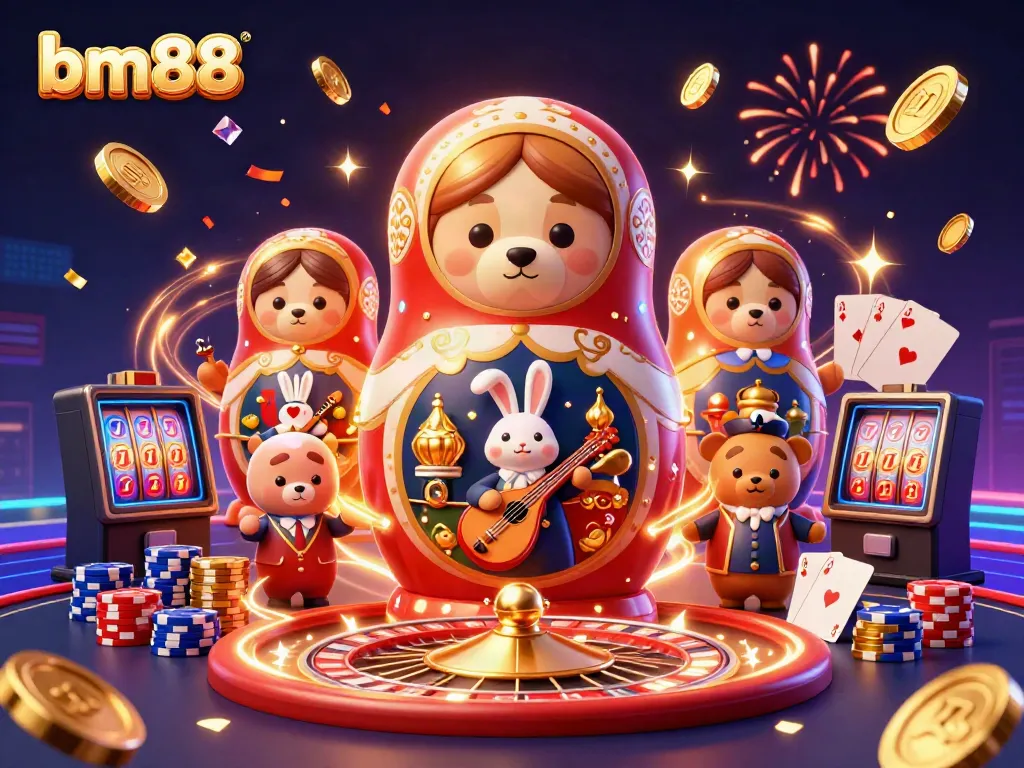 Experience the vibrant world of bm88 with unique casino-themed characters and dynamic game elements.