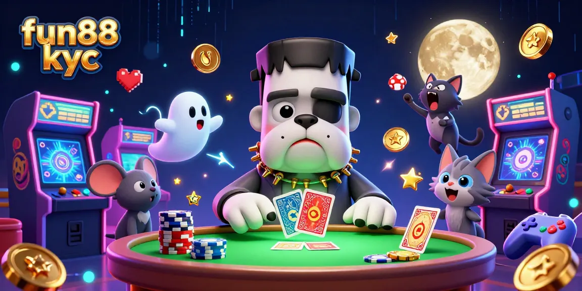 Các nhân vật thú vị fun88 kyc chơi bài tại một sòng bạc huyền ảo đầy màu sắc.