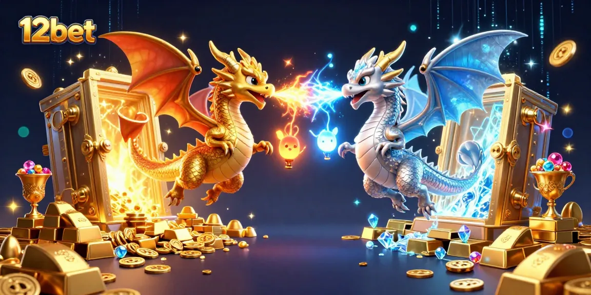 Chơi cùng 12bet với hình ảnh rực rỡ về hai con rồng 3D biểu tượng, thể hiện đầu tư mạnh mẽ và bảo mật cao.