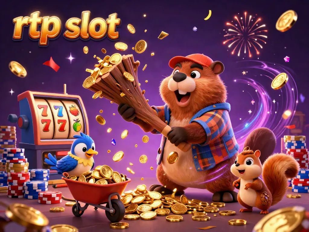 Engaging scene of rtp slot action with vibrant characters collecting coins and playing casino games.