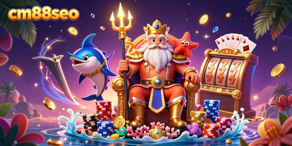 Spin the reels and jackpot with cm88seo at this vibrant casino scene full of games.