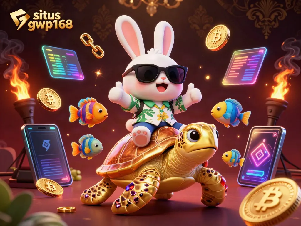 Rasakan keseruan bermain di situs gwp168 dengan karakter kartun ikonik dalam ilustrasi digital 3D.