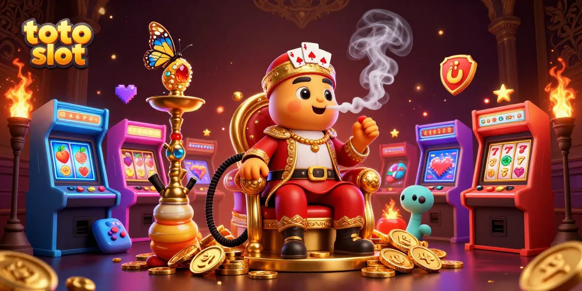 Engage with the thrilling world of toto slot through a vibrant 3D illustration of a whimsical gambling scene.