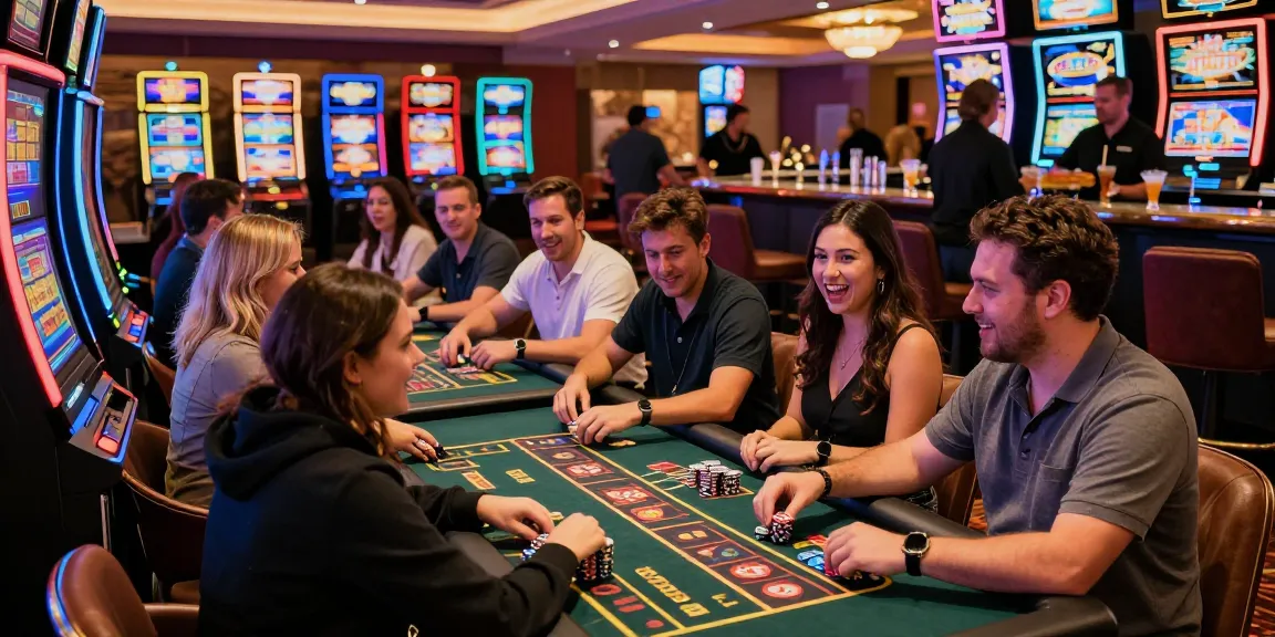 Engaging scene at a gambling casino showcasing players enjoying bandar slot resmi games with vibrant atmosphere.