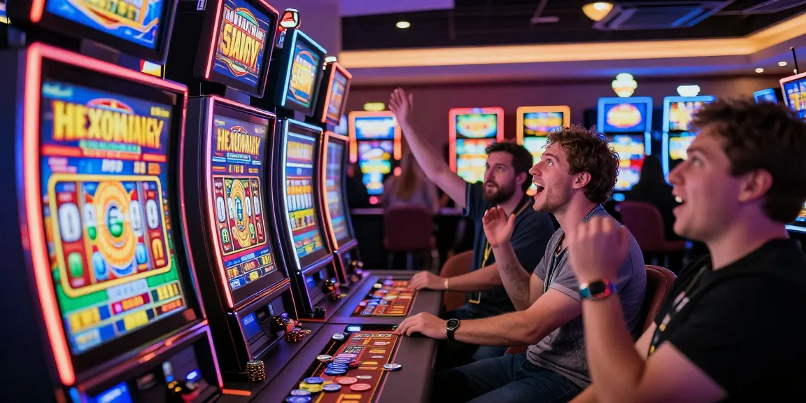 Atmosfer kasino yang meriah dengan pemain menunggu slot jackpot