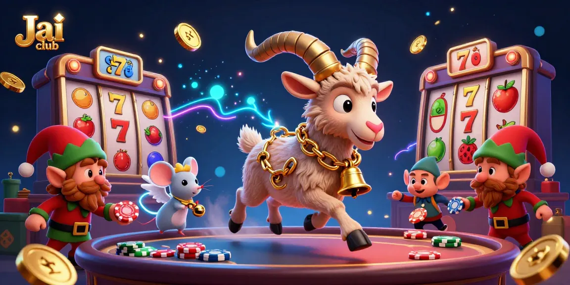 Experience the thrill of Jai club with a dynamic game scene featuring whimsical characters and casino elements.