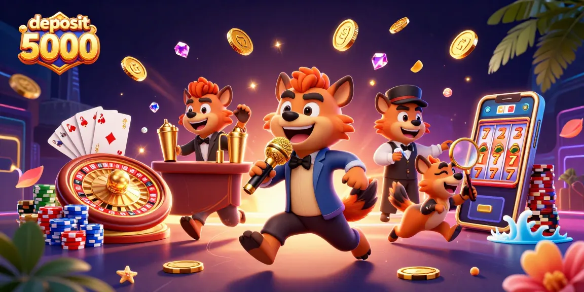 Experience thrilling gaming at deposit 5000 featuring lively hyena characters in a vibrant casino scene.