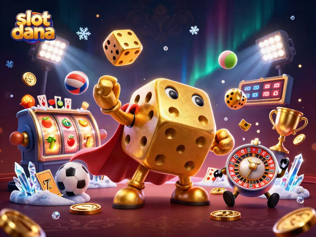 Permainan slot dana yang mengasyikkan dengan karakter 3D dan simbol kemenangan bersinar.