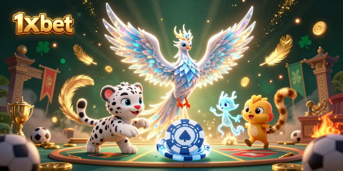 Bet on vibrant 1x bet gaming action featuring an ice phoenix and more in a lively arena.